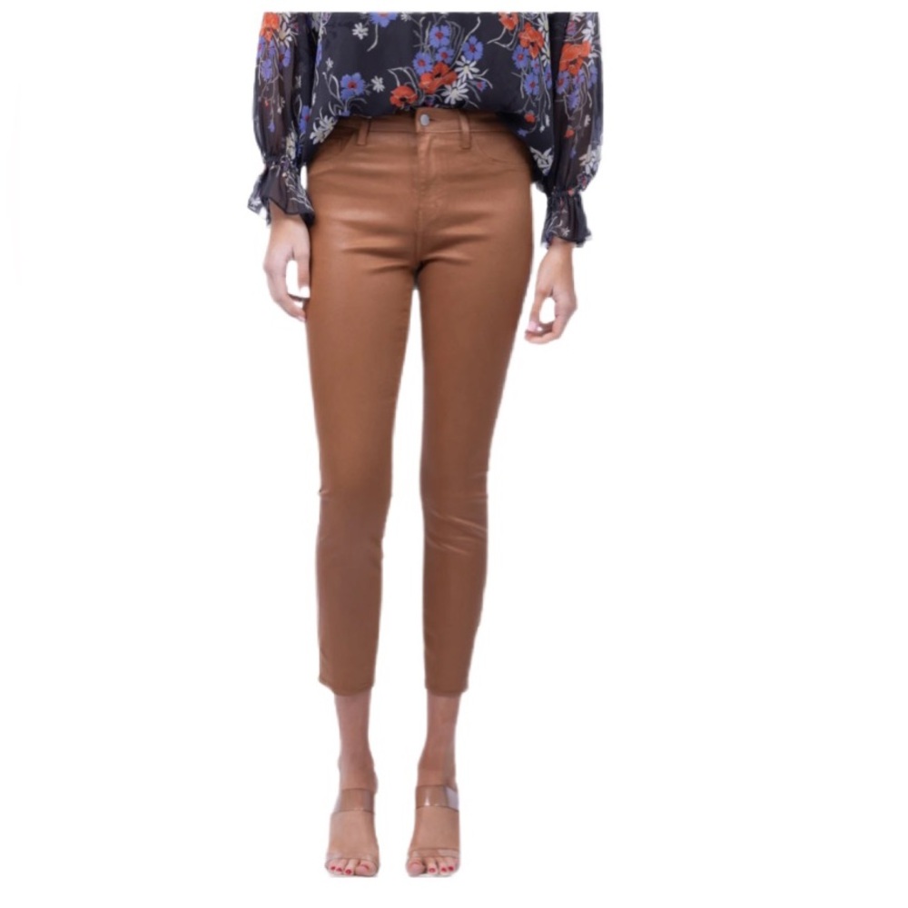 L'AGENCE Margot High Rise Skinny Jean in Java Coated Sheen Sz 31 EUC